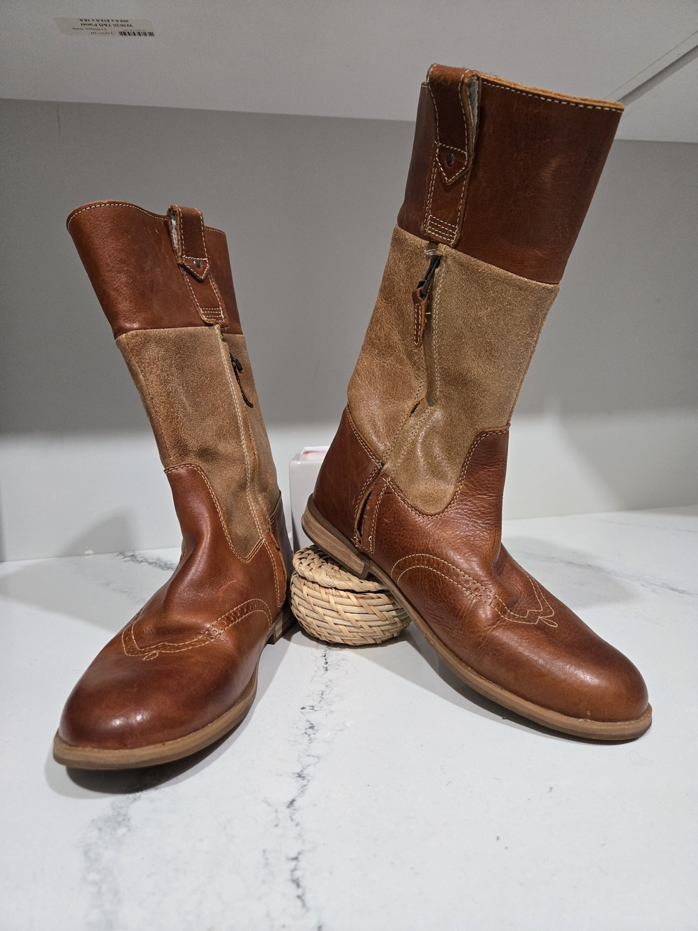 Timberland Brixham Leather Zipper Riding Boots Cowgirl Girls Sz 6 Womens Sz 7.5